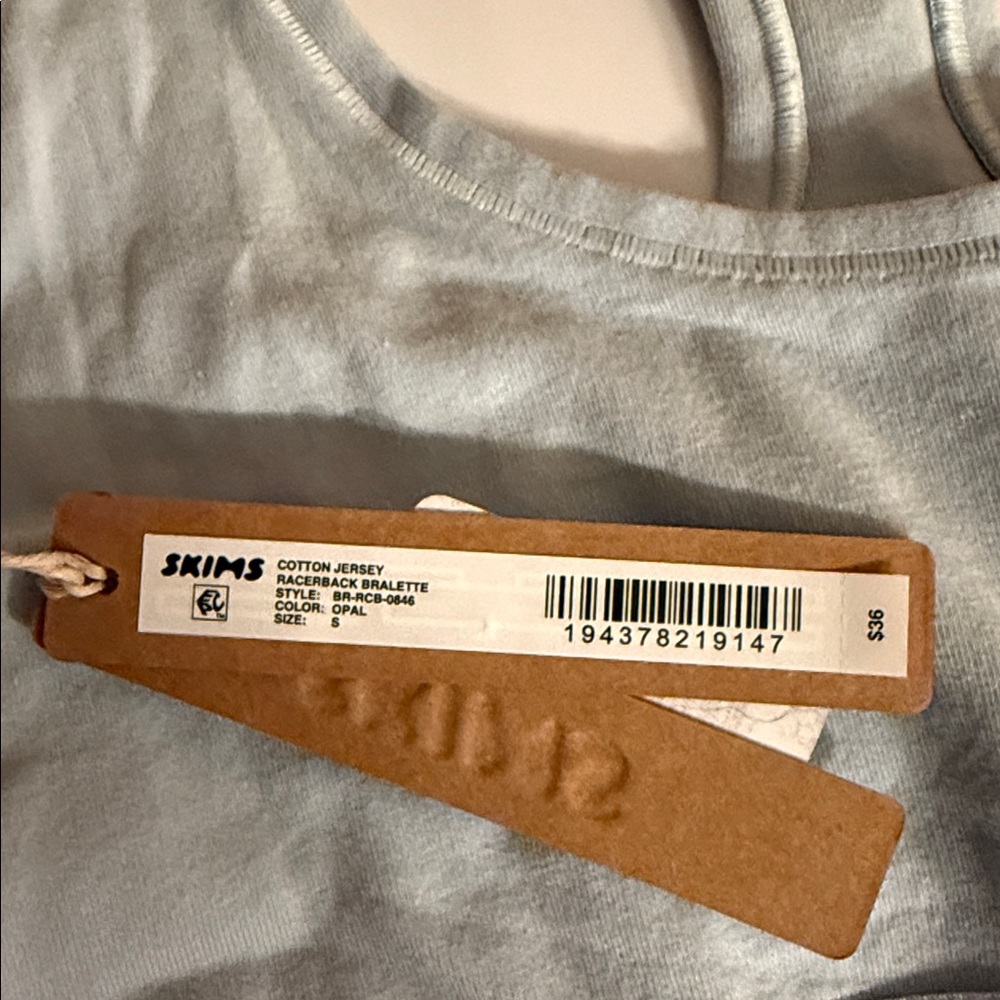 Skims Cotton Jersey Racerback Bralette Opal Small - Picture 3 of 4